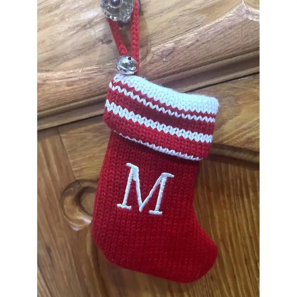 Mini Christmas Stocking Letter M Wondershop Monogram Knit Target Red White 8”